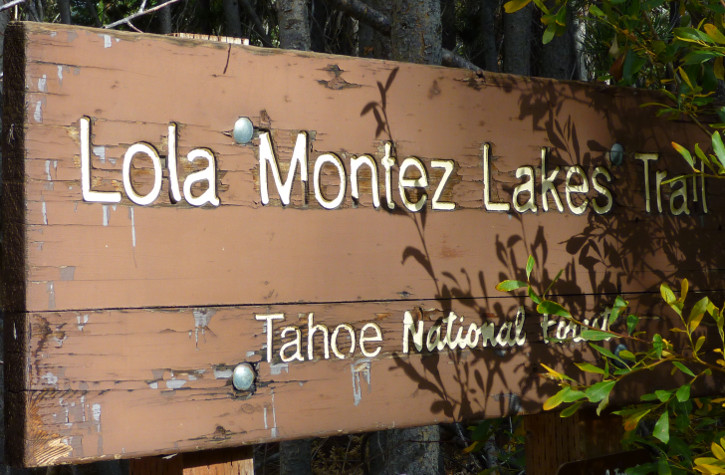 Lola Montez Lakes Trail sign