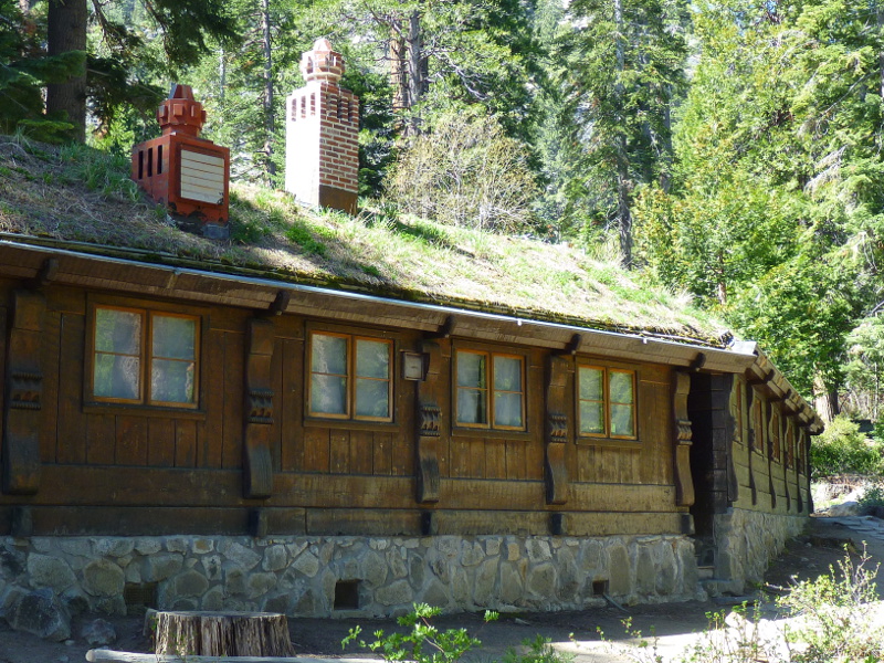 North wing with grass-seeded sod roof and chimneys