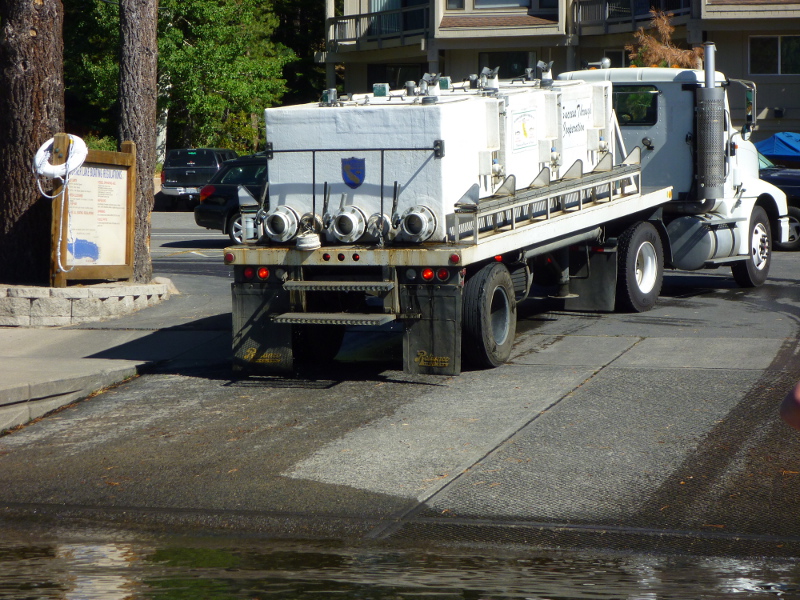 Donner Lake boat ramp: fish truck approaching