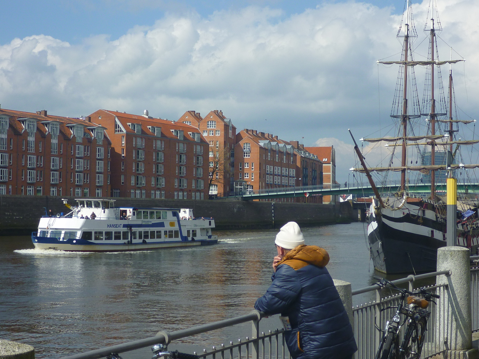 Weser River with Teerhof, Bremen, Germany